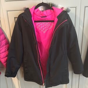 Spyder Kids Black and Pink Puffer Jacket